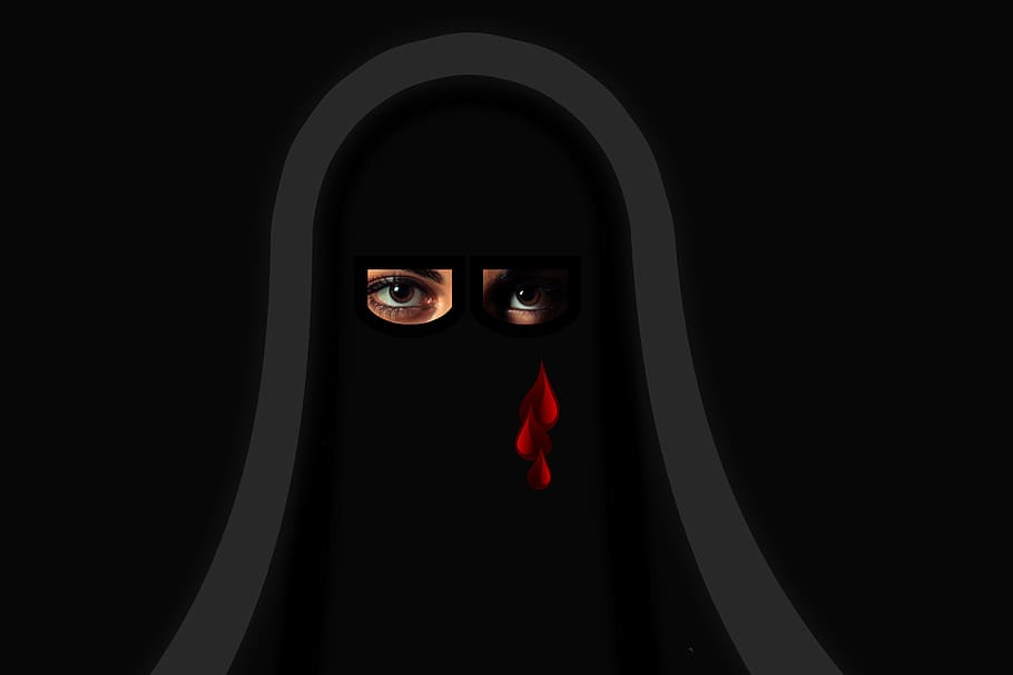 person wearing black balaklava, the, niqab, religion, woman, muslim