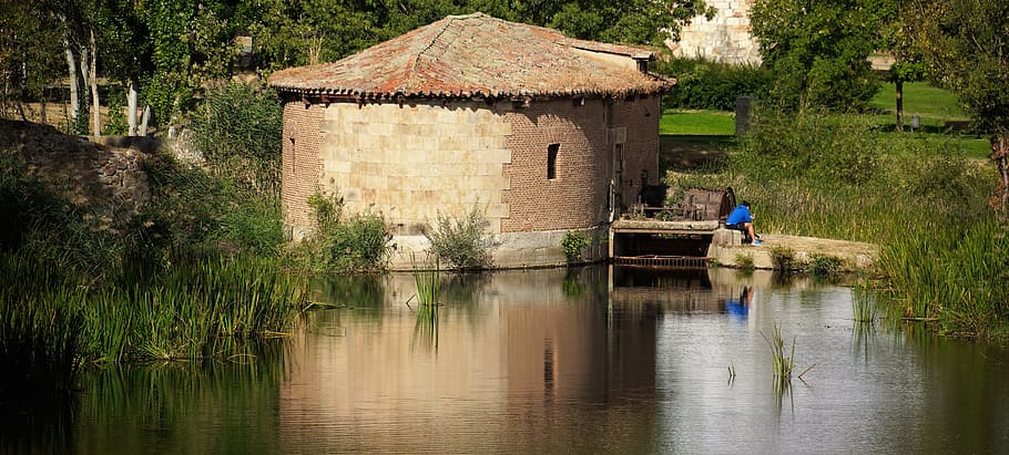 Mill, House, Lake, Architecture, relaxing, reflection, salamanca HD wallpaper