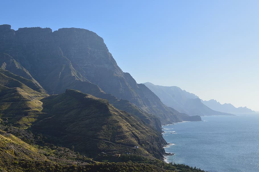 agaete, gran canaria, crag, north of gran canaria, water, sea, HD wallpaper