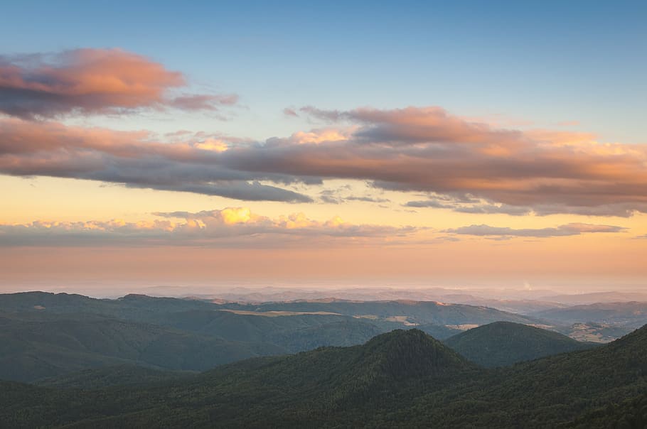 top view of mountains under clouds, nature, landscape, sky HD wallpaper