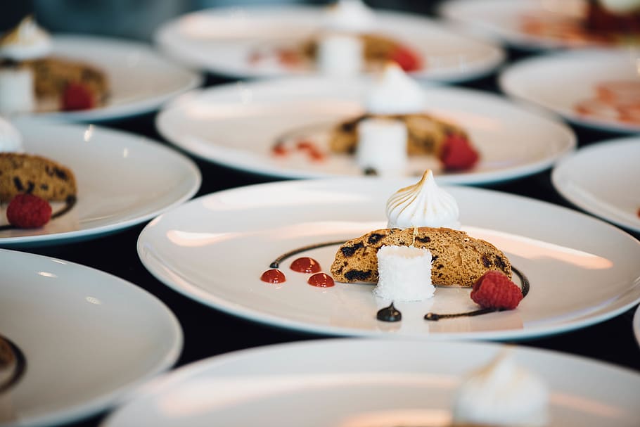 dessert, appetizer, food, food and drink, plate, selective focus HD wallpaper