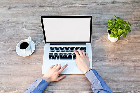 person using silver MacBook Pro, laptop, notebook, work, keyboard HD wallpaper