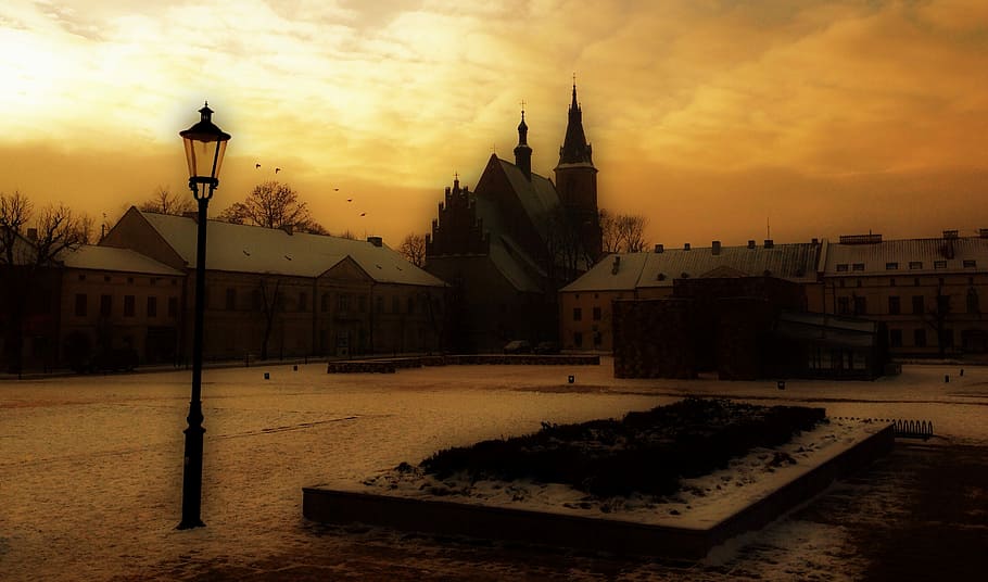 Olkusz, Poland, Market, Architecture, the market, clouds, sky, HD wallpaper