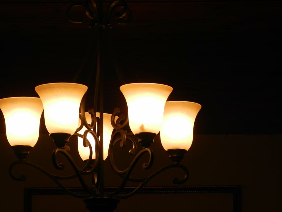 chandelier, lights, design, lighting equipment, flame, illuminated HD wallpaper