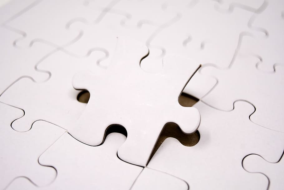 close-up photo of white puzzles, joining together, insert, share, HD wallpaper