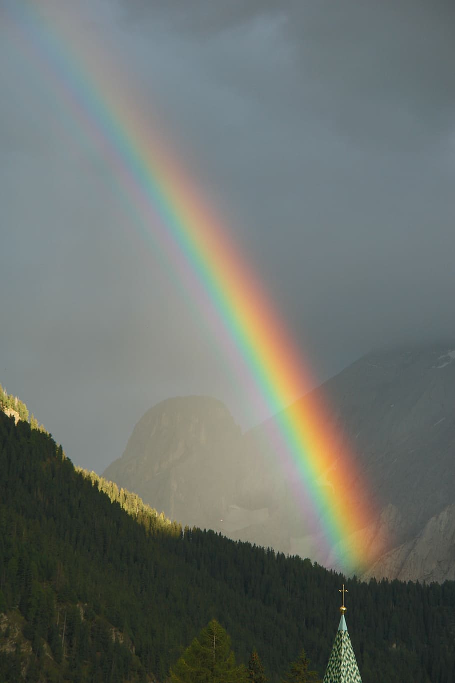 rainbow, mountain, beauty in nature, scenics - nature, tranquil scene HD wallpaper