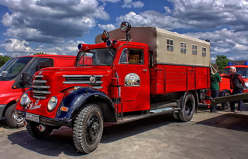 Oldtimer, Fire, Hdr, red, land Vehicle, transportation, car HD wallpaper