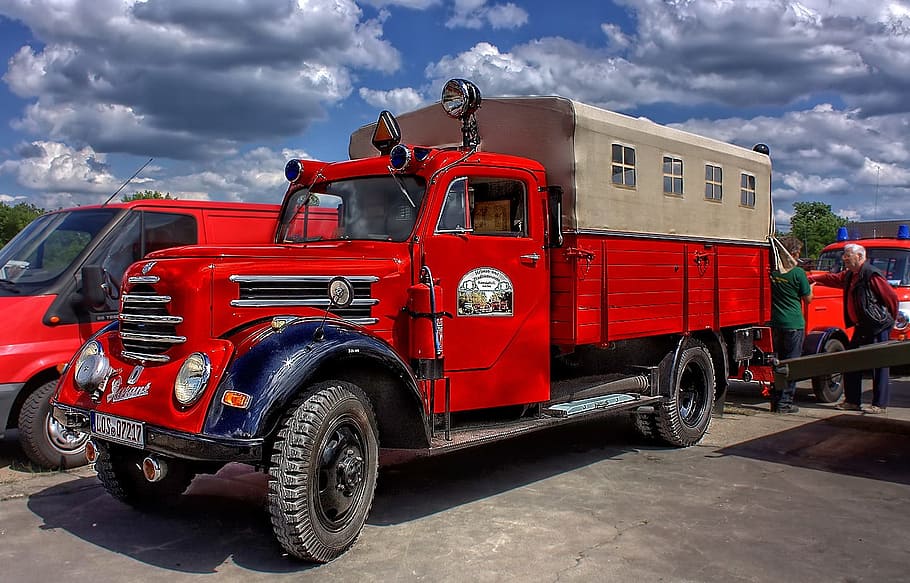 Oldtimer, Fire, Hdr, red, land Vehicle, transportation, car HD wallpaper