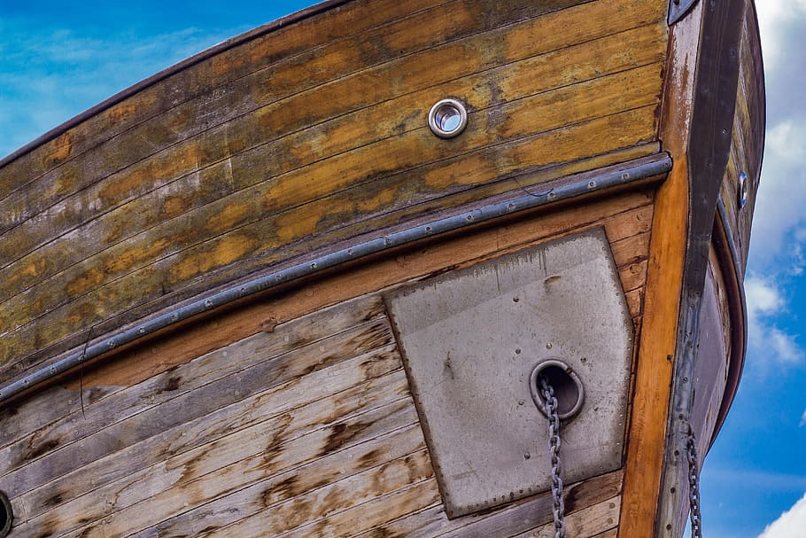 Boot, Chain, Ship, Old, Wood, ship accessories, blue, outdoors HD wallpaper