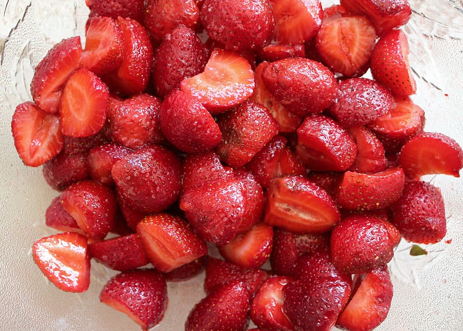 strawberries, sugared, suss, summer, berry fruit, food and drink HD wallpaper