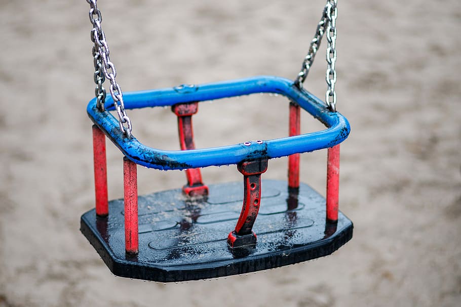 swing, child, playground, rain, leave, lonely, missing, childhood HD wallpaper