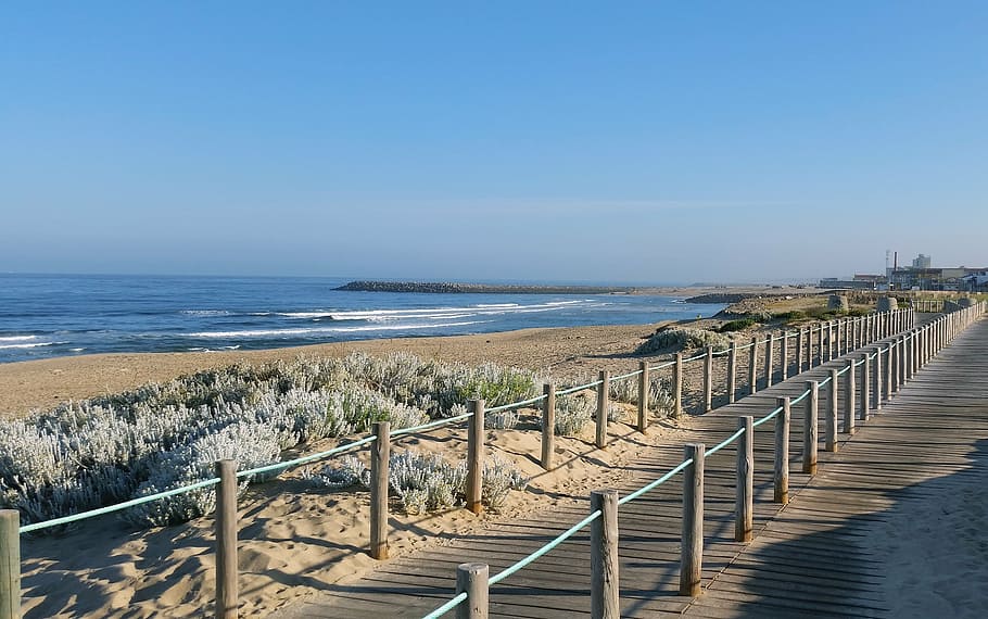 beach, sand, mar, bridge, tourism, water, sea, sky, land, nature HD wallpaper