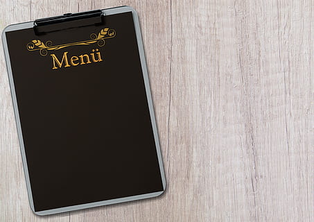 black Menu clipboard, table, terminal board, label, copy space HD wallpaper