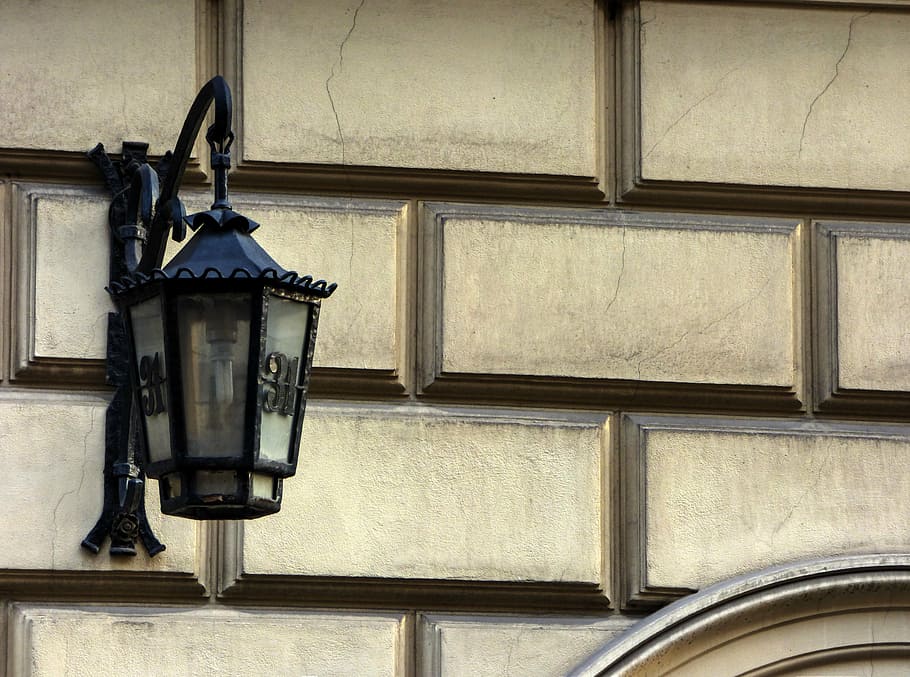 replacement lamp, lantern, street, stone, lighting, old houses HD wallpaper