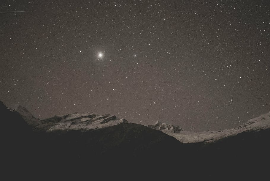 star constellation, mountain, highland, cloud, sky, summit HD wallpaper