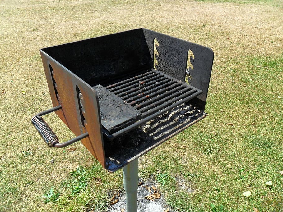 grill, park, bake, oven, food, fire, grass, outdoors, barbecue grill HD wallpaper