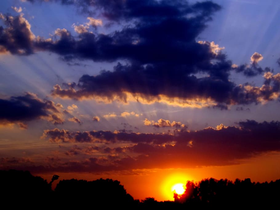 sunset, water, reflection, twilight, in the evening, shadow HD wallpaper