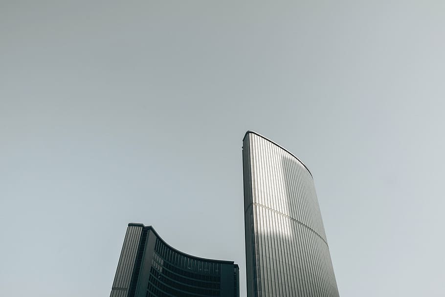 worm's-eye-view of gray concrete building, buildings, city, urban, HD wallpaper