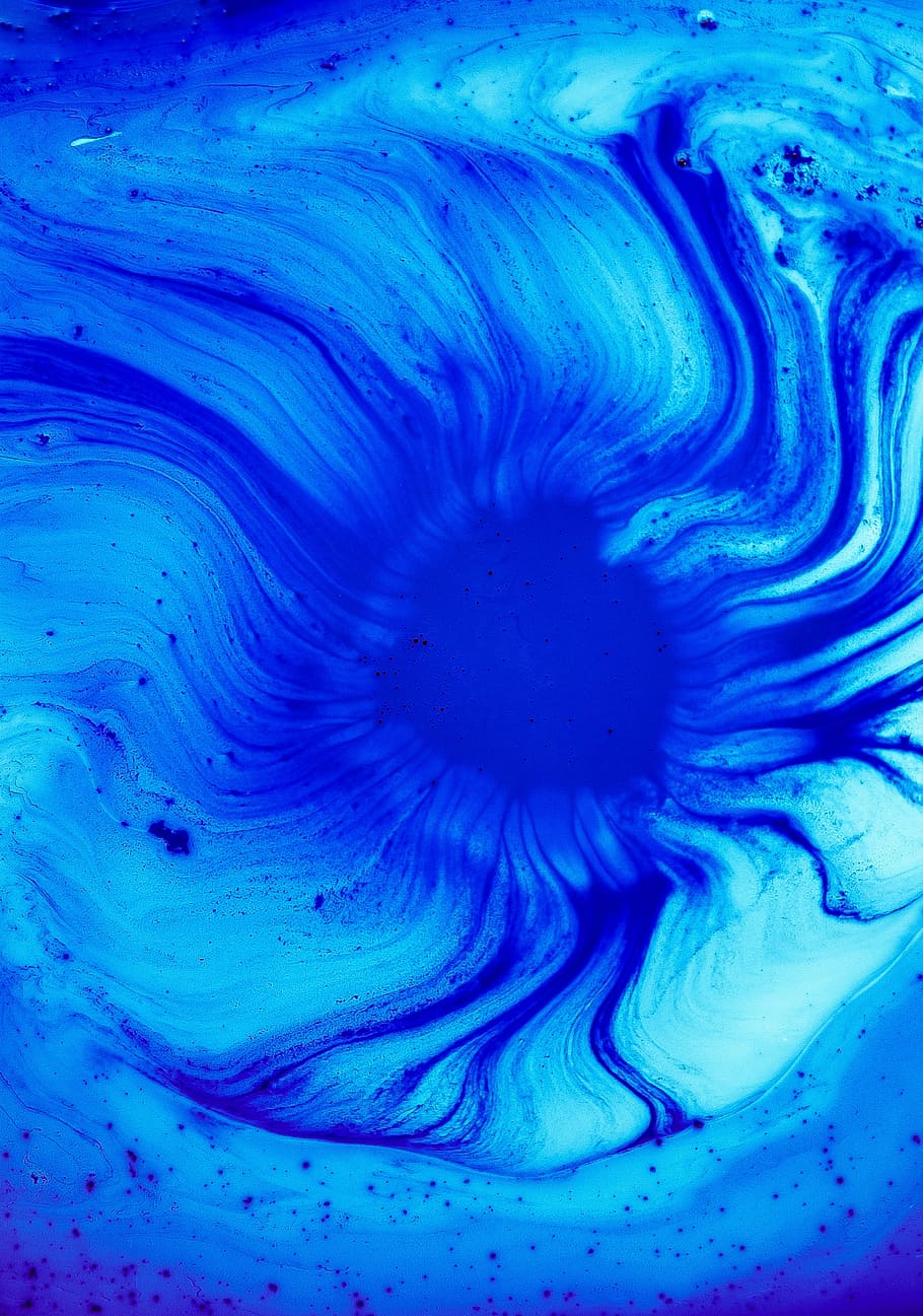 blue and teal abstract painting, water painting, color, swirl, HD wallpaper