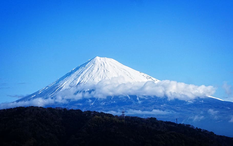 Fuji, Winter, Snow, Volcano, Japan, mountain, blue, no people HD wallpaper