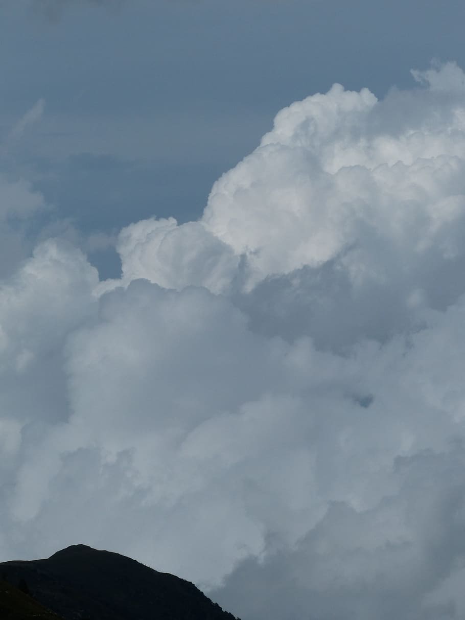 Clouds, Mountain, Tower, cloud mountain, sky, cloud tower, thundercloud HD wallpaper