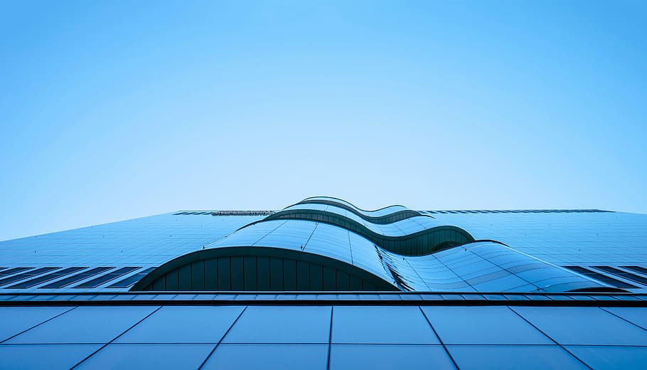 low angle architectural photography of glass building, architecture, HD wallpaper