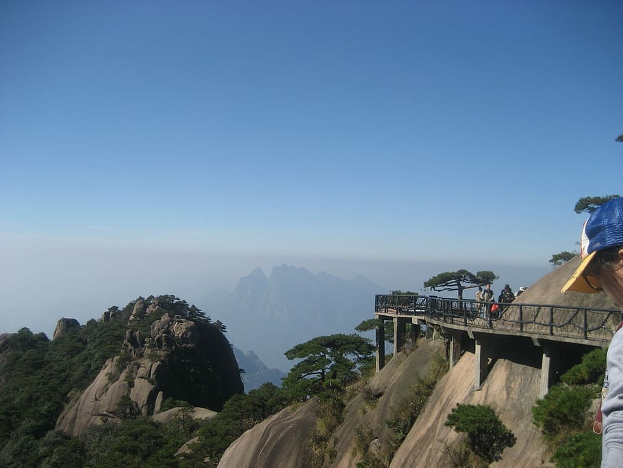Sky, Mountain, the mountains, bridge - man made structure, connection HD wallpaper