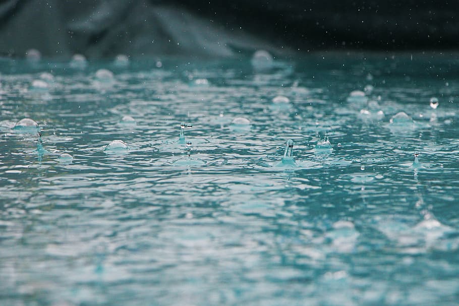 photography of water drops, drip, rain, wet, nature, liquid, blue, HD wallpaper