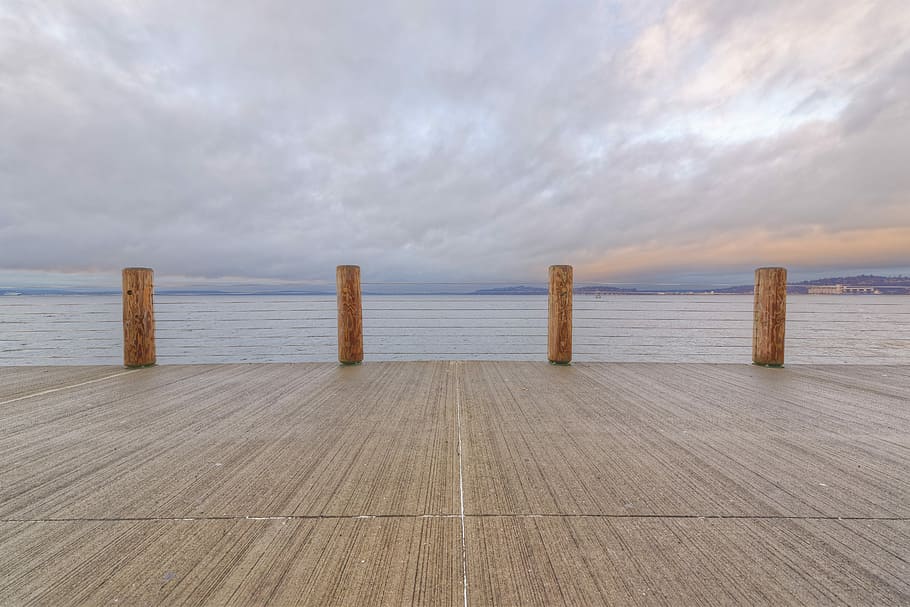 empty dock during daytime, pier, jetty, wooden, decking, fence HD wallpaper