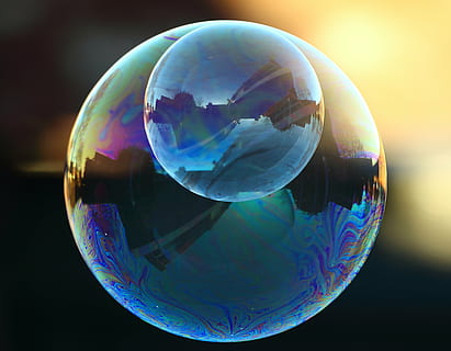 macro photography of iridescent bubble, soap bubble, colorful HD wallpaper