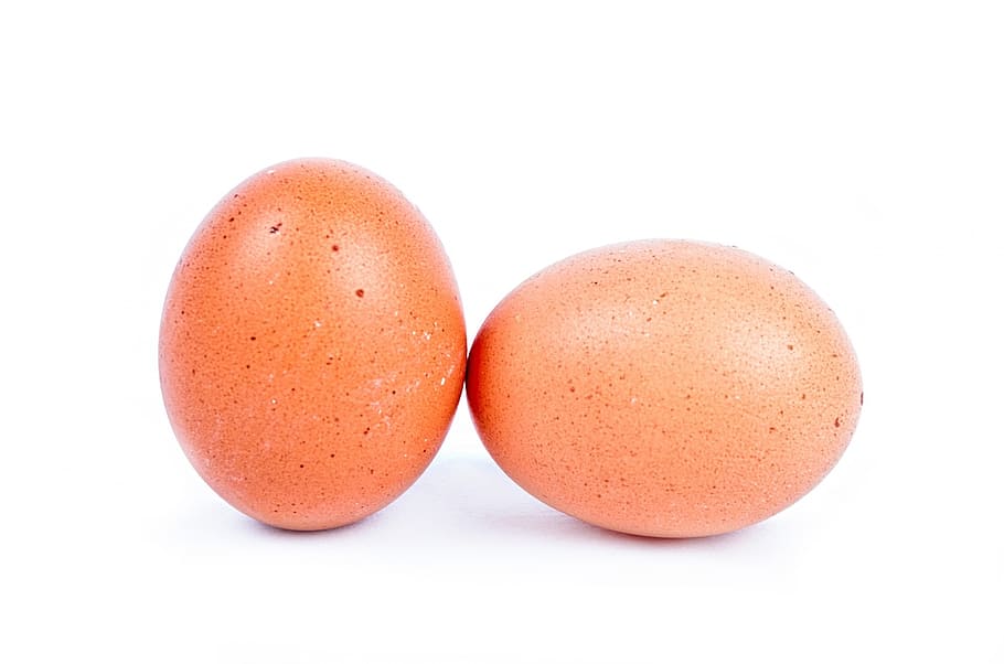 two brown eggs, chicken, oval, food, photography, close-up HD wallpaper