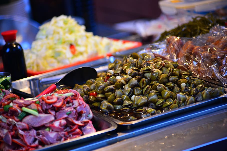 clams, snack, seafood, food and drink, freshness, market, abundance HD wallpaper