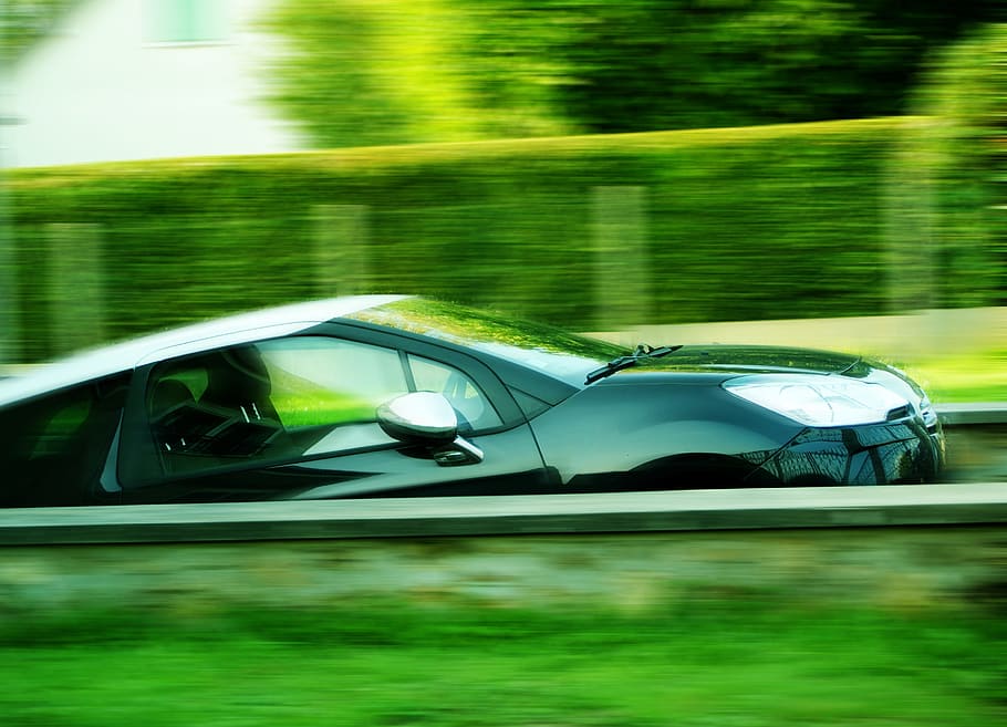 time lapse photo of black coupe, Car, Speed, Ds3, Output, reflection HD wallpaper