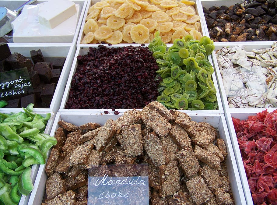sweets, dried fruit, food, variation, retail, consumerism, small business HD wallpaper