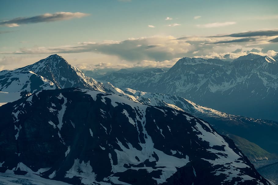 snowy mountain covered by clouds, Alaskan Sunset, nature, mountain Peak HD wallpaper
