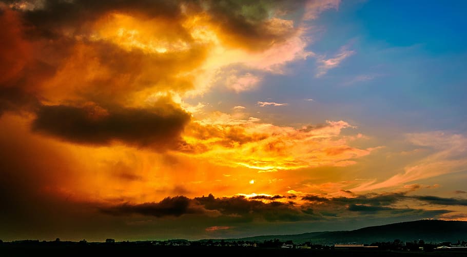 Sunset, Clouds, abendstimmung, evening sky, afterglow, romance HD wallpaper