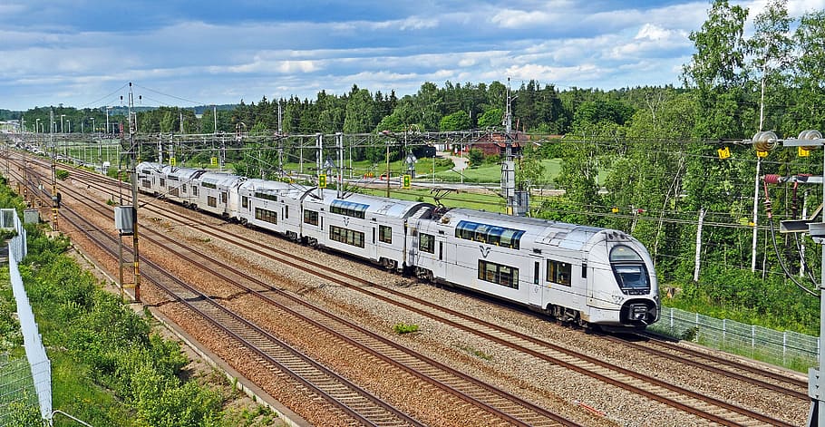 train during daytime, doppelstockzug, sweden, electrical multiple unit
