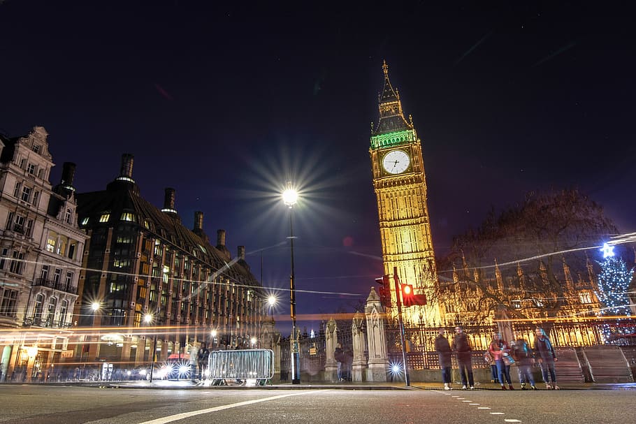 people standing on pavement near Big Ben, clock tower, landmarks HD wallpaper
