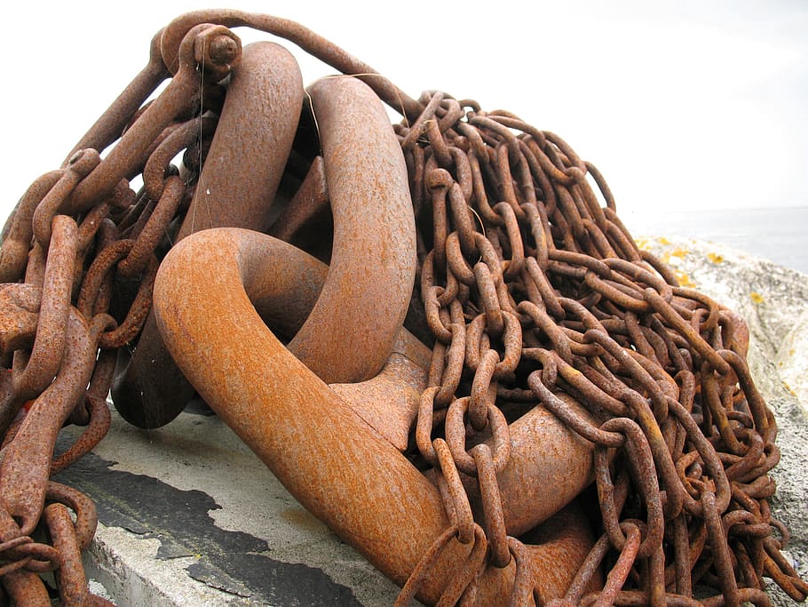 rusty, chains, rusted, iron chain, antique, links of the chain HD wallpaper