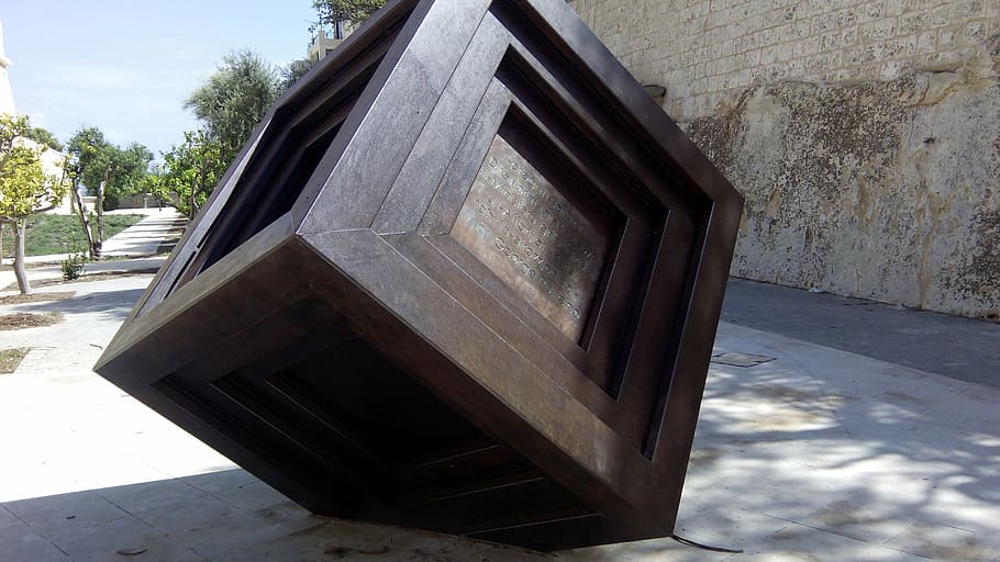 cube, art, modern art, malta, architecture, day, built structure HD wallpaper