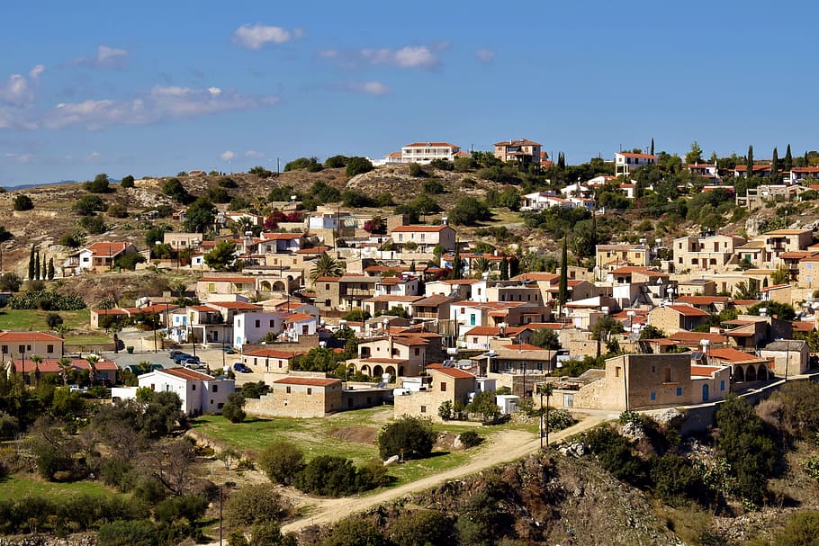cyprus, psematismenos, village, architecture, countryside, landscape HD wallpaper