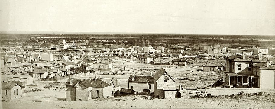 El Paso Cityscape in 1880 in Texas, photos, horizon, houses, public domain, HD wallpaper