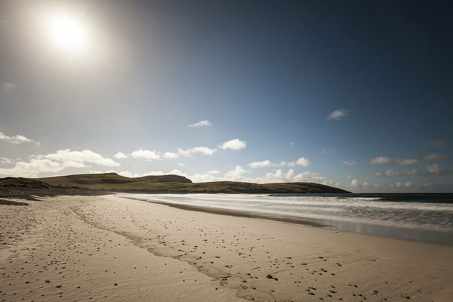 landscape photography of coast, vatersay, outer hebrides, beach, HD wallpaper