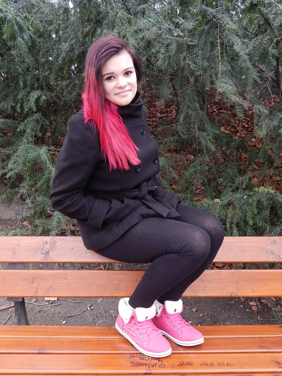 Bench, Winter, Park, Friend, one person, full length, sitting HD wallpaper