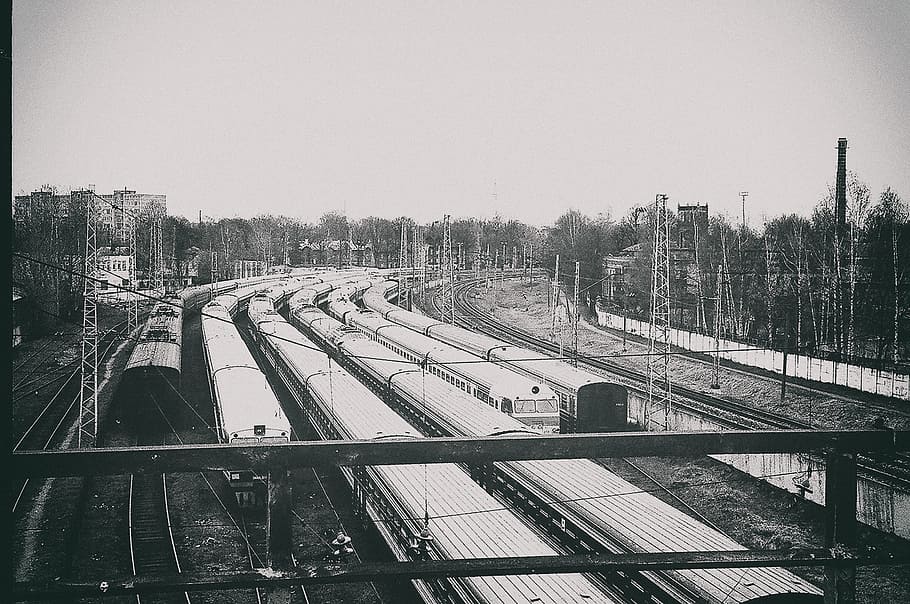 Old train depot, black and White, industry, objects, railroad Track HD wallpaper