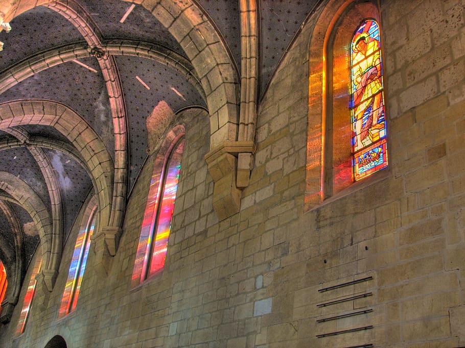 church, interior, windows, stone, faith, religion, switzerland HD wallpaper