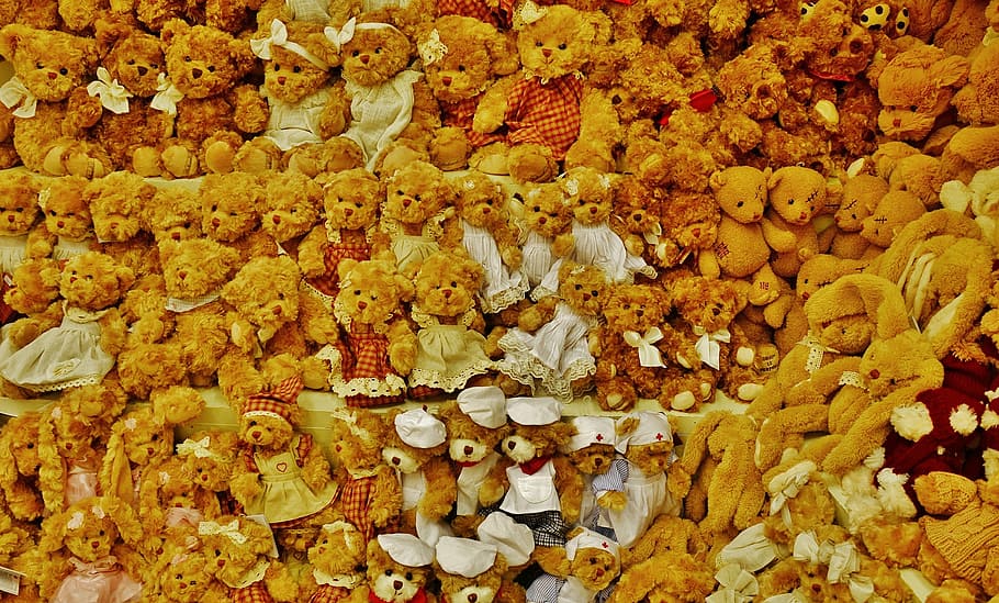 teddy, bear, toy, cute, brown, animal, fluffy, child, baby HD wallpaper