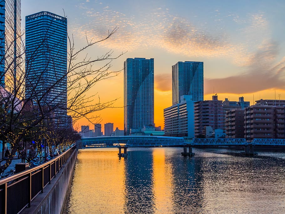 buildings, water, sky, built structure, architecture, building exterior HD wallpaper