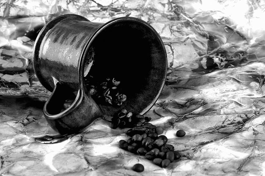cup, coffee, grain, retro, grain coffee, still life, studio HD wallpaper