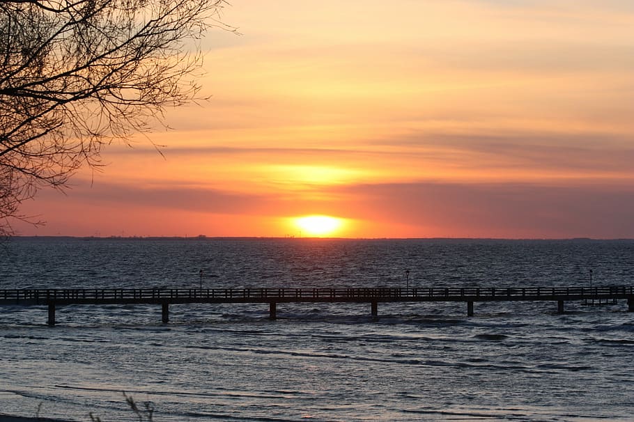 Sunset, Beach, Evening, Sky, evening sky, abendstimmung, water HD wallpaper